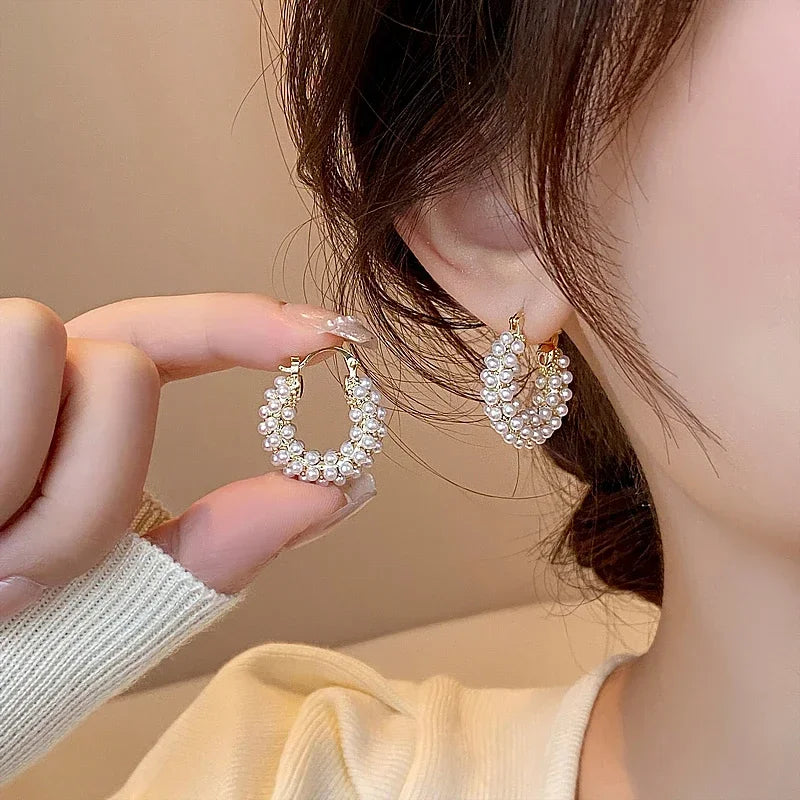 18k Gold Plated Round Pearl Earring